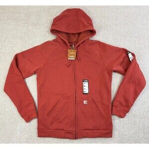 New Carhartt Women's Medium (8-10) Full Zip Hoodie Thermal Lined Red
